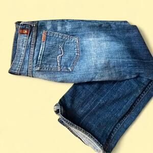 7 For All Mankind Vintage Flare Jeans with Pink Rhinestone Detail